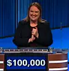 Emily Sands, today's Jeopardy! winner (for the November 8, 2023 game.)