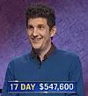 Matt Amodio, today's Jeopardy! winner (for the August 12, 2021 game.)