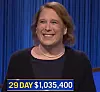 Amy Schneider, today's Jeopardy! winner (for the January 10, 2021 game.)