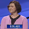 Kendra Blanchette, today's Jeopardy! winner (for the December 9, 2020 game.)