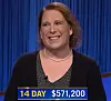Amy Schneider, today's Jeopardy! winner (for the August 17, 2022 game.)