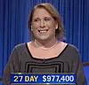 Amy Schneider, today's Jeopardy! winner (for the January 6, 2022 game.)