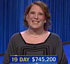 Amy Schneider, today's Jeopardy! winner (for the December, 27, 2021 game.)