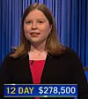 Adriana Harmeyer, today's Jeopardy! winner (for the June 13, 2024 game.)
