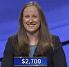 Kristin Hucek, today's Jeopardy! winner (for the October 15, 2020 game.)