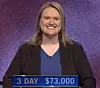 Emily Sands, today's Jeopardy! winner (for the May 3, 2021 game.)