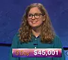 Emily Milan, today's Jeopardy! winner (for the March 30, 2018 episode.)