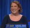 Amy Schneider, today's Jeopardy! winner (for the December 29, 2021 game.)