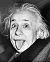 The iconic historical image of Albert Einstein sticking his tongue out, as asked about in Final Jeopardy! on September 21, 2022.