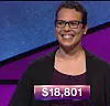 Erica Irving, tonight's Jeopardy! winner (for the October 26, 2017 episode.)